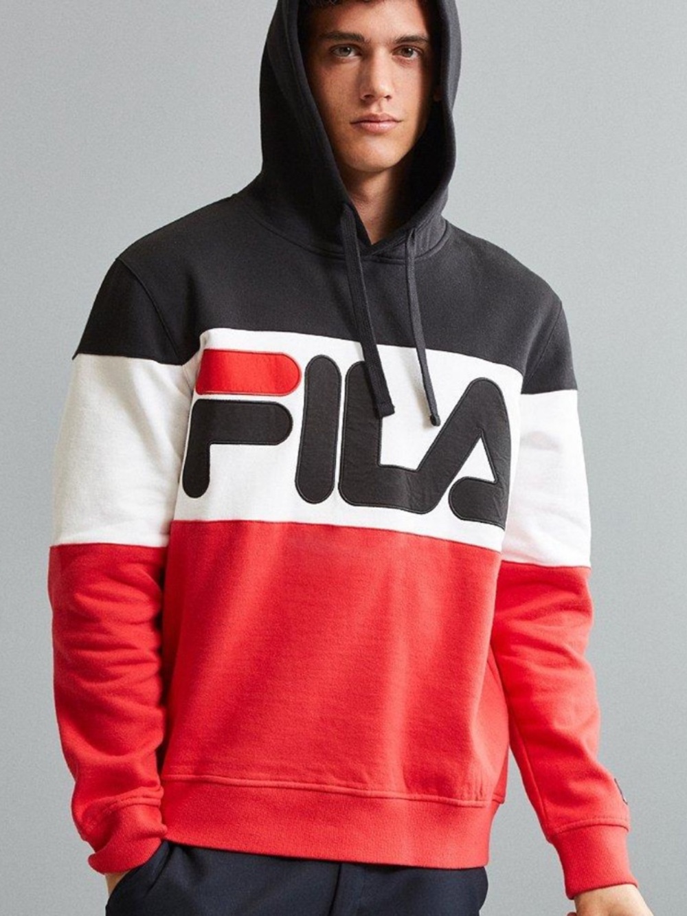 Fila Colorblock Hoodie in Blue, Red and White Oversized Retro Sweatshirt